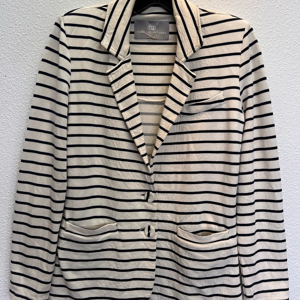 Tart Collections navy/white striped blazer